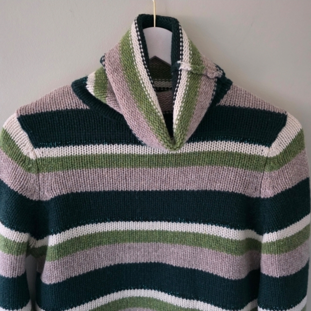 American Eagle M Y2K Preppy Rory Gilmore Striped Lambswool Knit Turtleneck - Picture 5 of 13